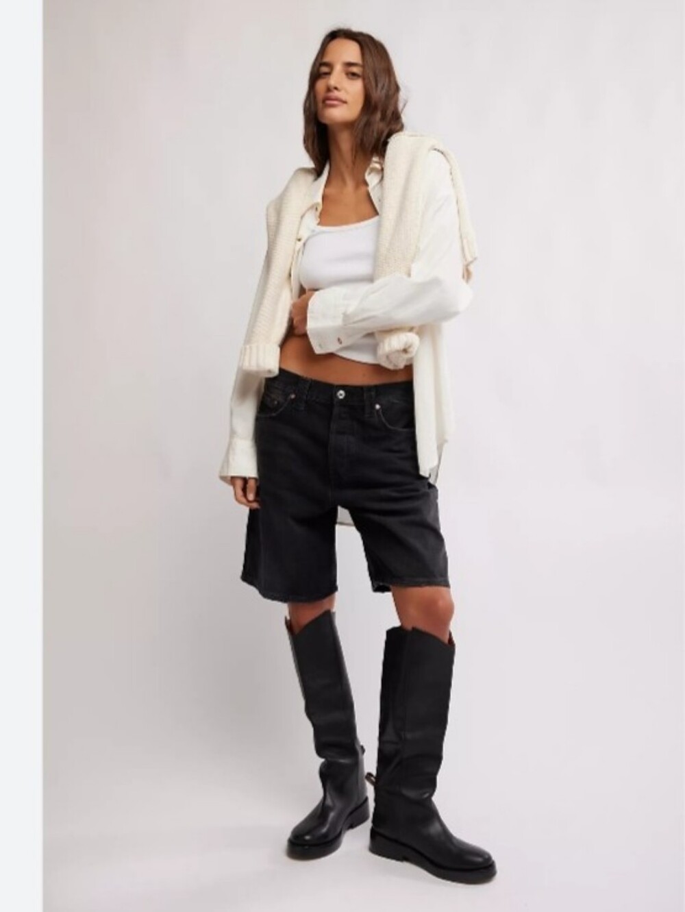 Free People We the Free black demin Montana shorts